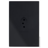 Conjunto Tomada 10a Vertical 4x2 - RECTA Preto Black Satin Fosco
